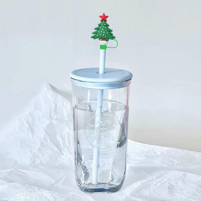 LYLYNB Christmas Straw Toppers 10mm 0.4in Cute Straw Covers Reusable Straws Tips Cover Winter Drinking Straw Topper Santa Claus Dwarf Cute Design Xmas Straw Cover Caps for Stanley Cup Accessories, 8Pcs - Image 2